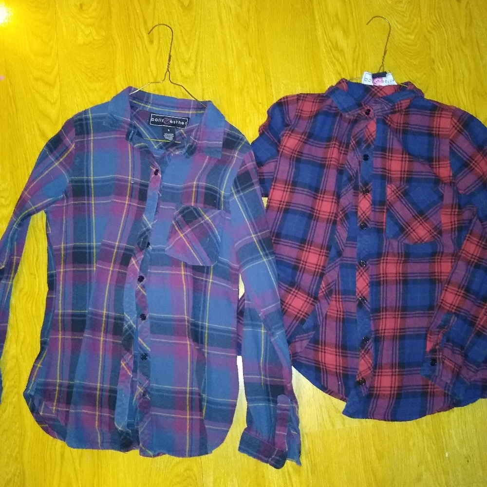 2 flannel shirts